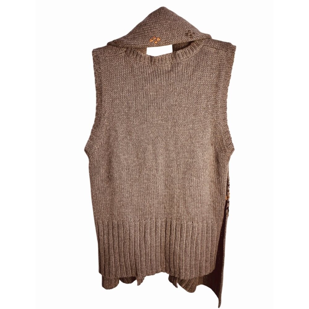 Anthropologie Sleeping On Snow Embroided Wool Alpaca Sweater Vest-Scarf M RARE - Picture 8 of 8